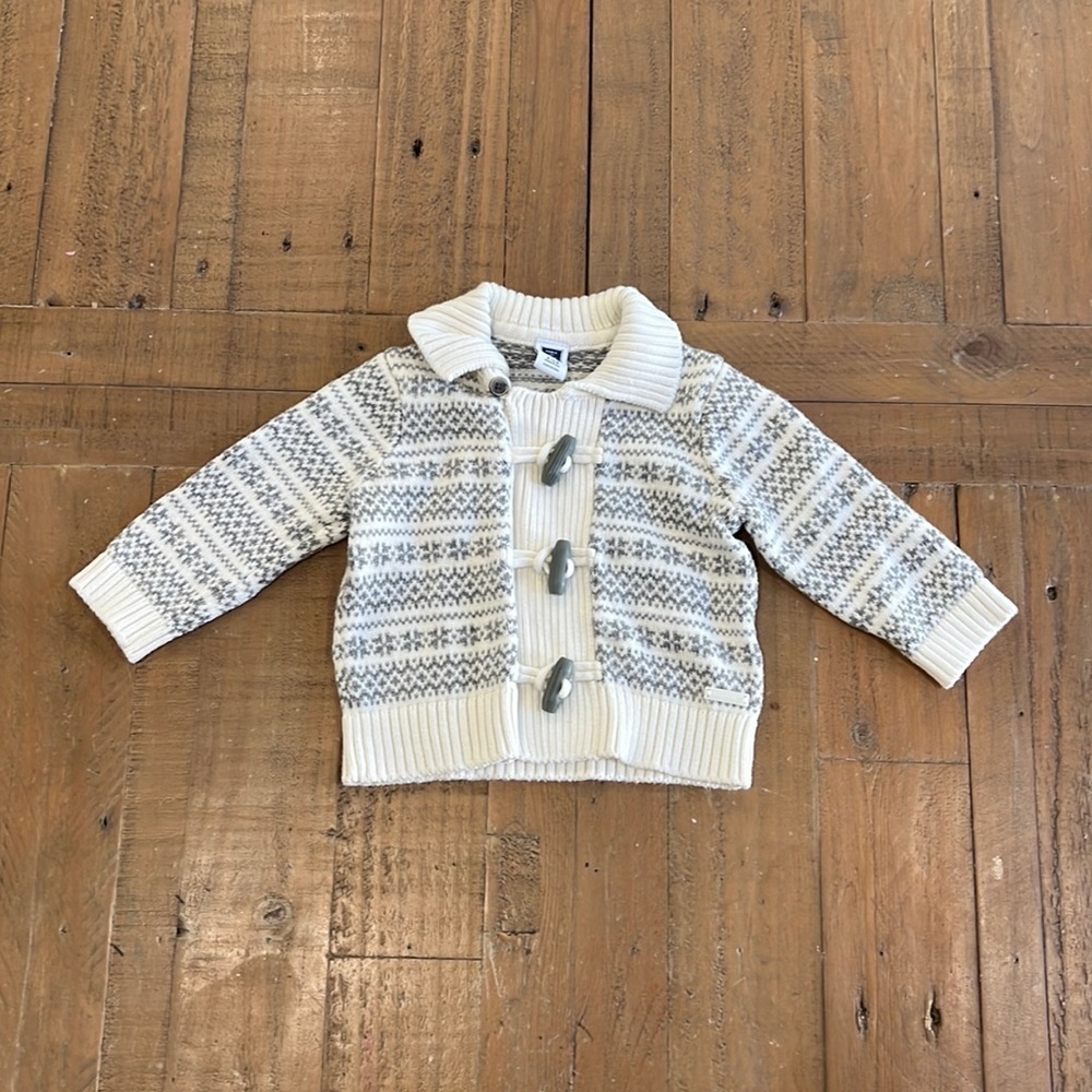 Janie and jack gray fairisle toggle cardigan sweater